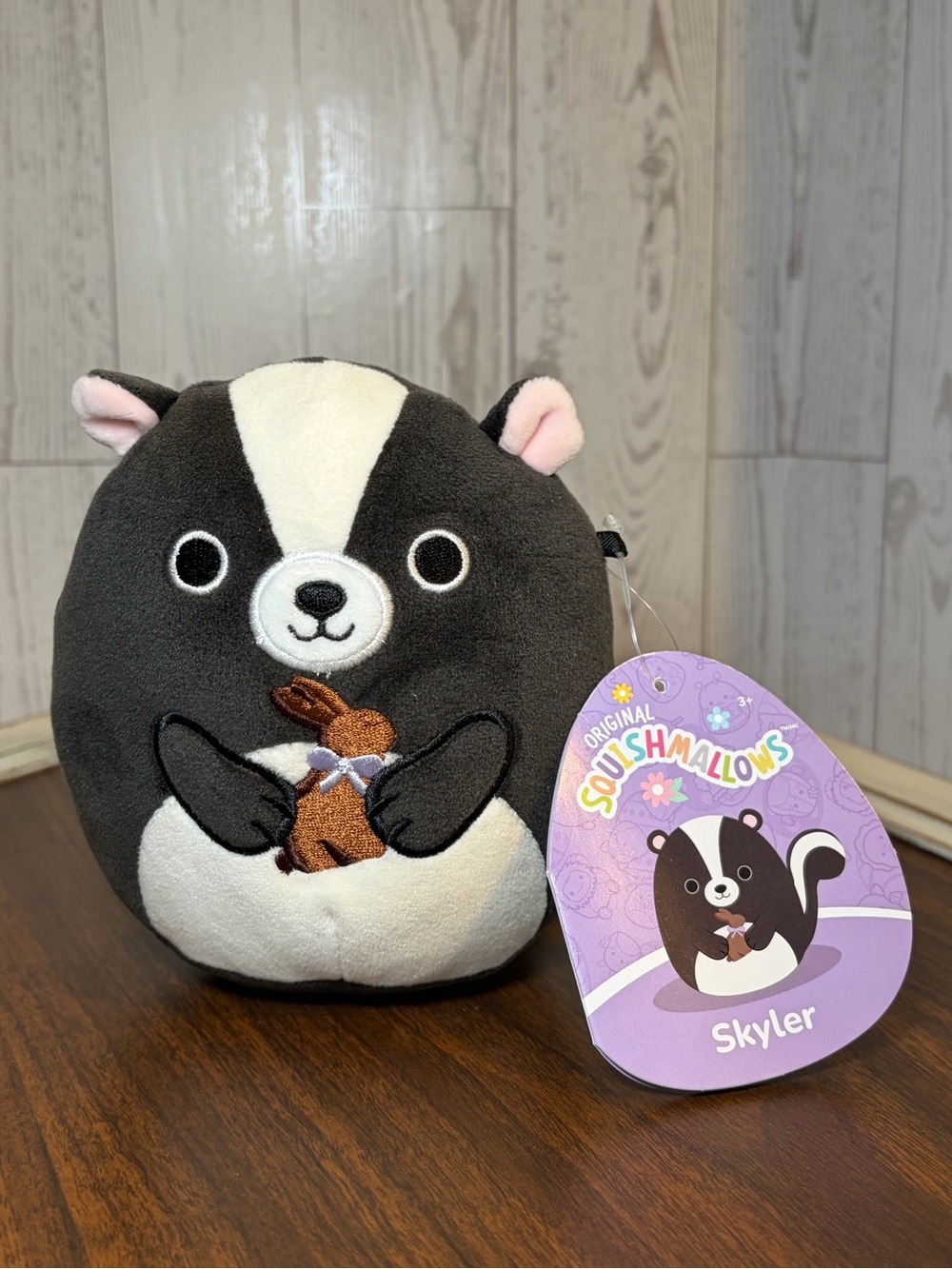 Squishmallows Skyler Skunk Plush - Black, White & Pink Accents